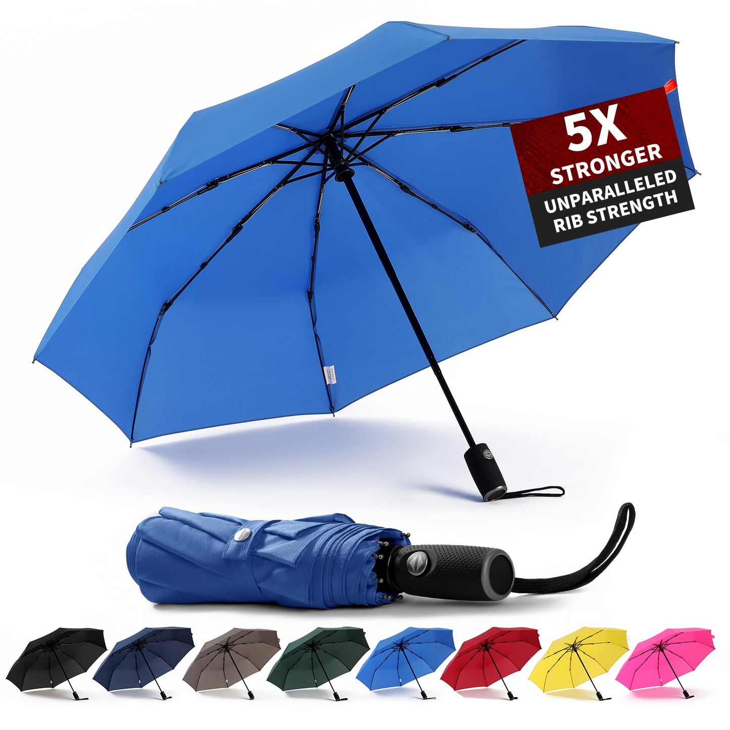 Anntrue Windproof Travel Umbrella, Auto Open Close Lightweight Compact Portable Backpack Folding Umbrella, Perfect for Car, Purse, Men and Women (Black)