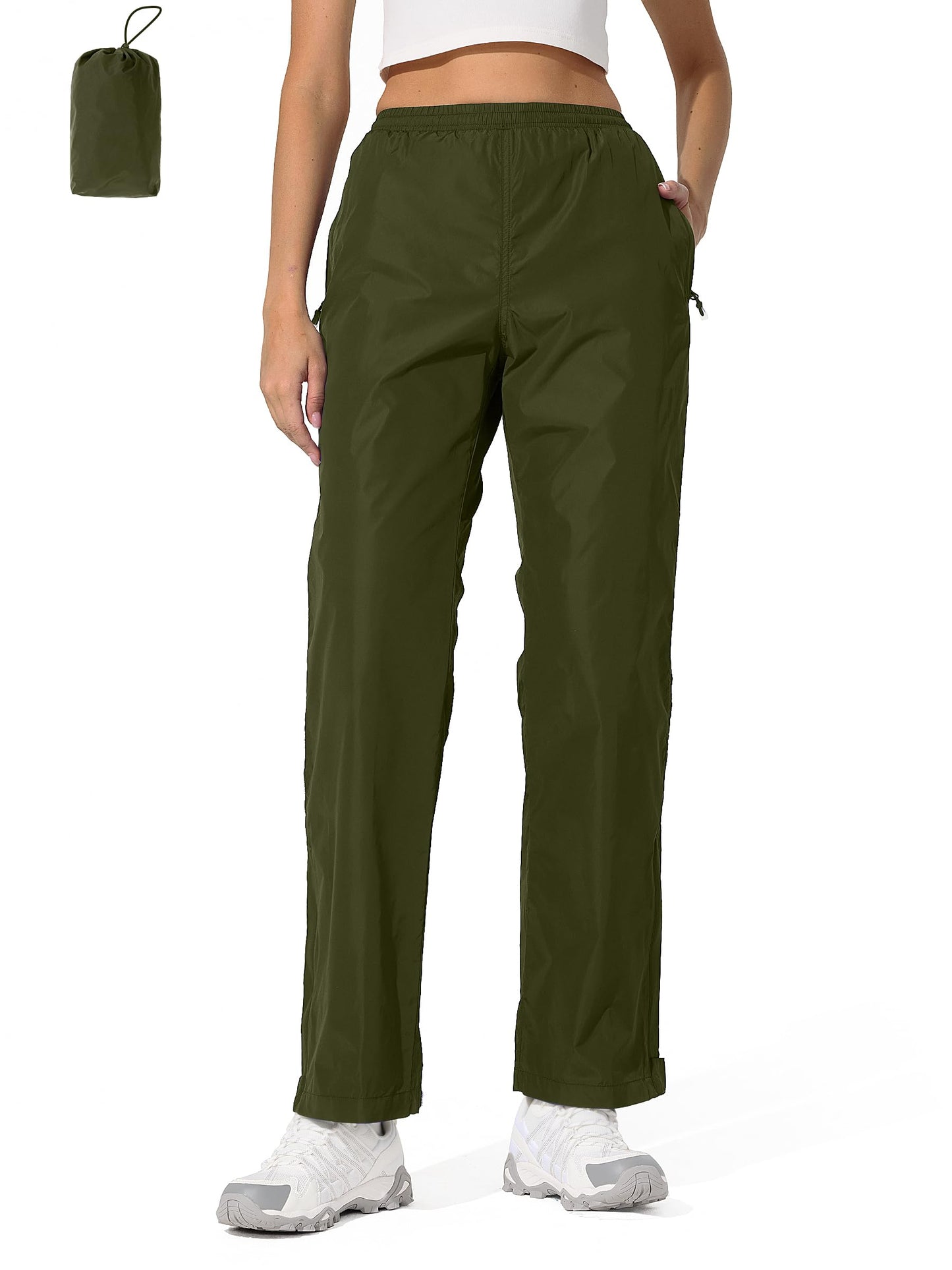 UIQUR Womens Rain Pants Waterproof Lightweight Packable Pants | Half Leg Zip Pant Cuffs for Hiking, Cycling, Running, Fishing ,Golf,Rainy-day work,And Other Outdoor Activities