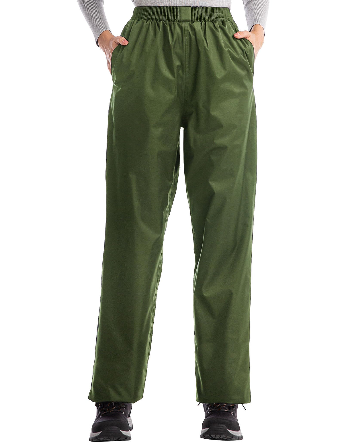iCreek Women's Rain Pants Waterproof Breathable Lightweight Rain Over Pants | Breathable Mesh Lining, Pants Leg Zipper, Hook & Loop, Suitable for Hiking, Fishing, Golf, Work and Daily Wear