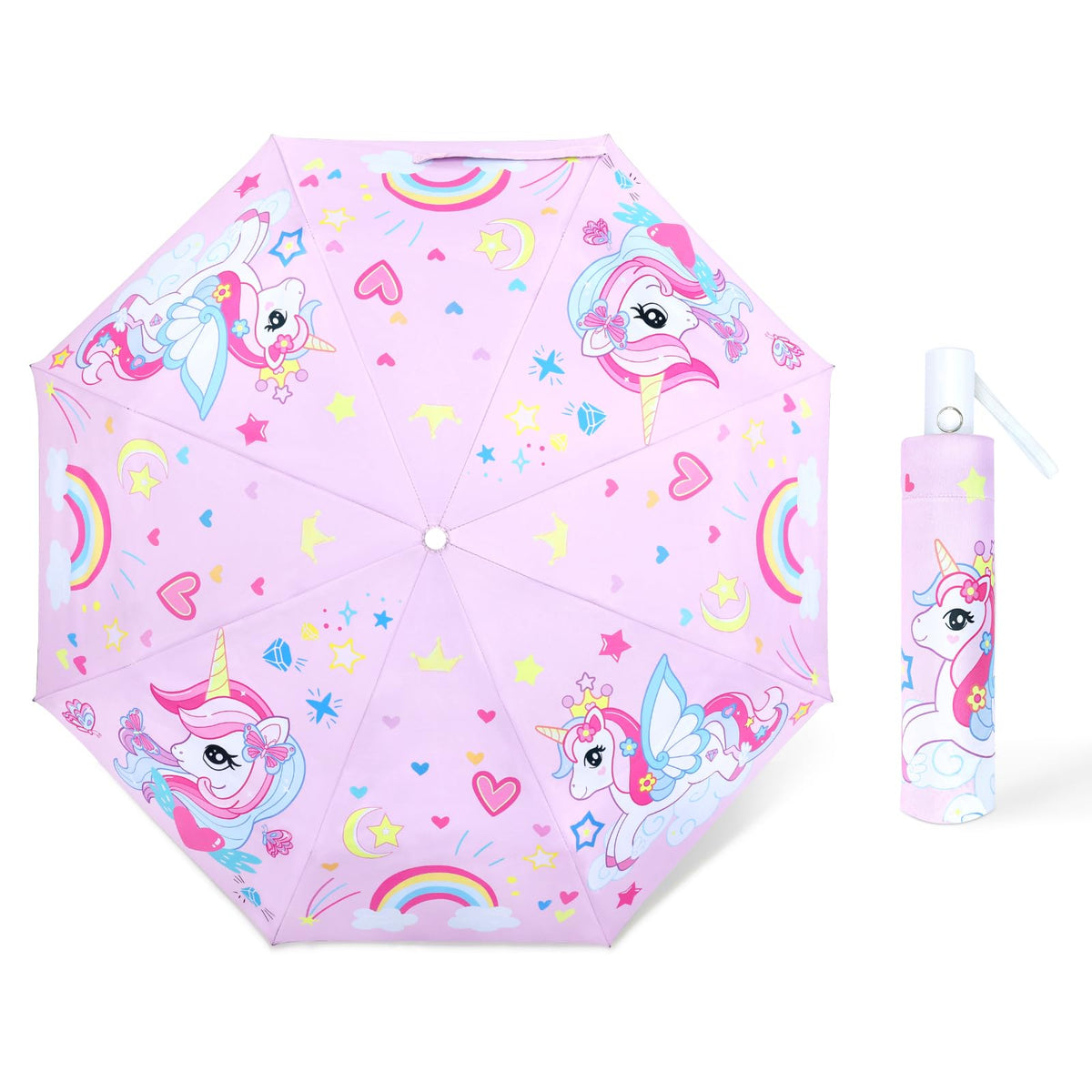 Kids Folding Umbrella Toddler Umbrella with UV Protection Portable Auto Open/Close Anti-rebound Safe Design Windproof, Compact, Lightweight Cute Umbrella for Girls & Boy
