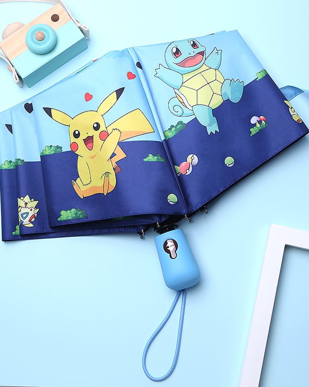 Kids Folding Umbrella- Automatic Open- Cartoon- UV Protection- Travel Umbrella Compact Windproof for Girls Boys Women