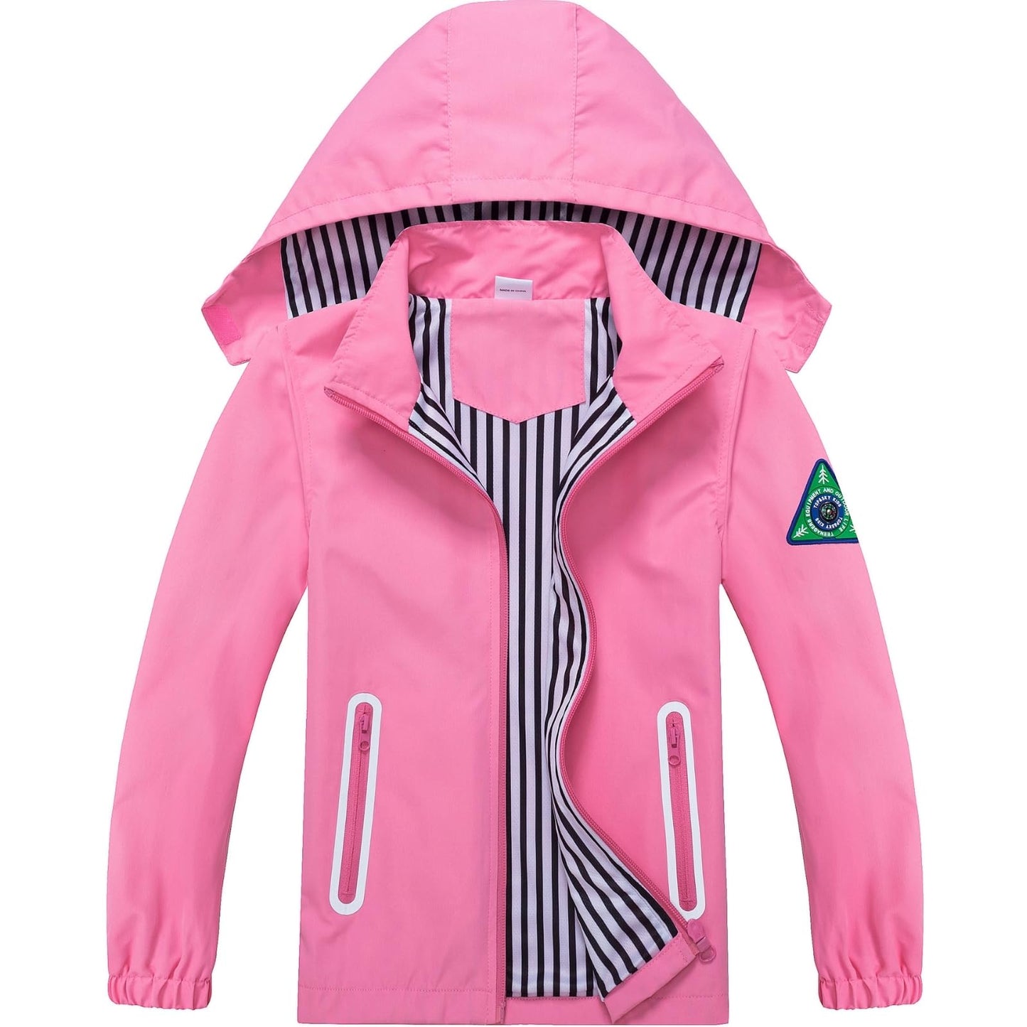 Boys Rain Jacket with Detachable Hood Lightweight Raincoats for Kids