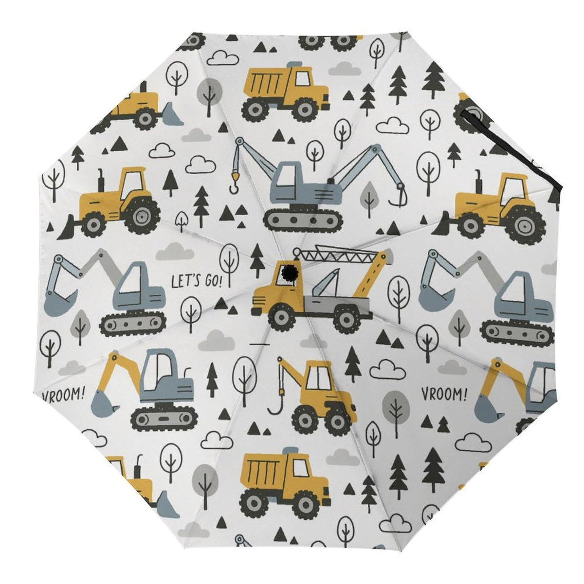 Monster Truck Car Windproof Compact Travel Auto Open/Close Folding Sun Rain Umbrella - Black Collapsible Portable