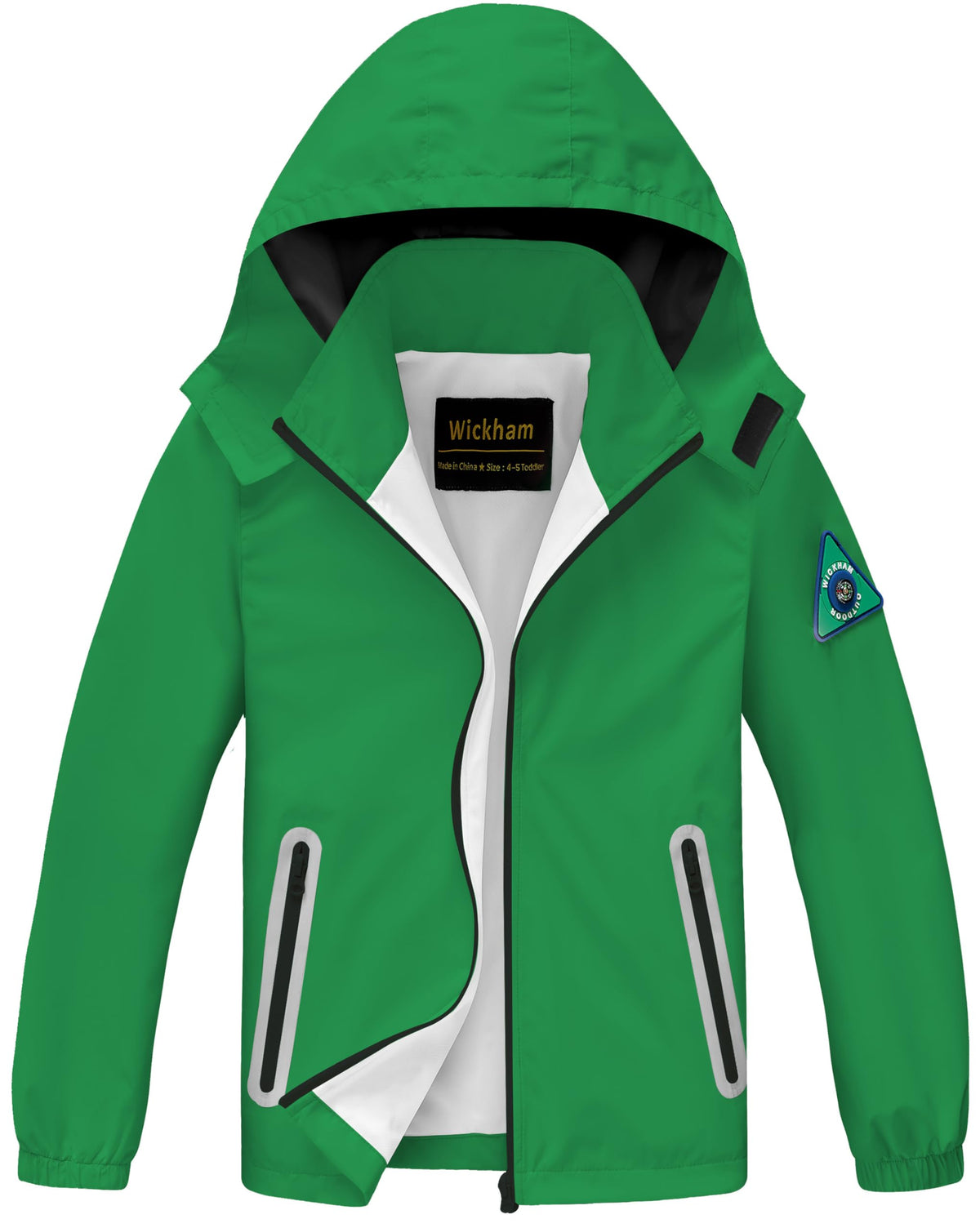 WICKHAM Boys Girls Waterproof Rain Jacket Lightweight Hooded Coat | Breathable Mesh Lining, Easy to Fold Design, Comfortable for School and Outdoor Activities
