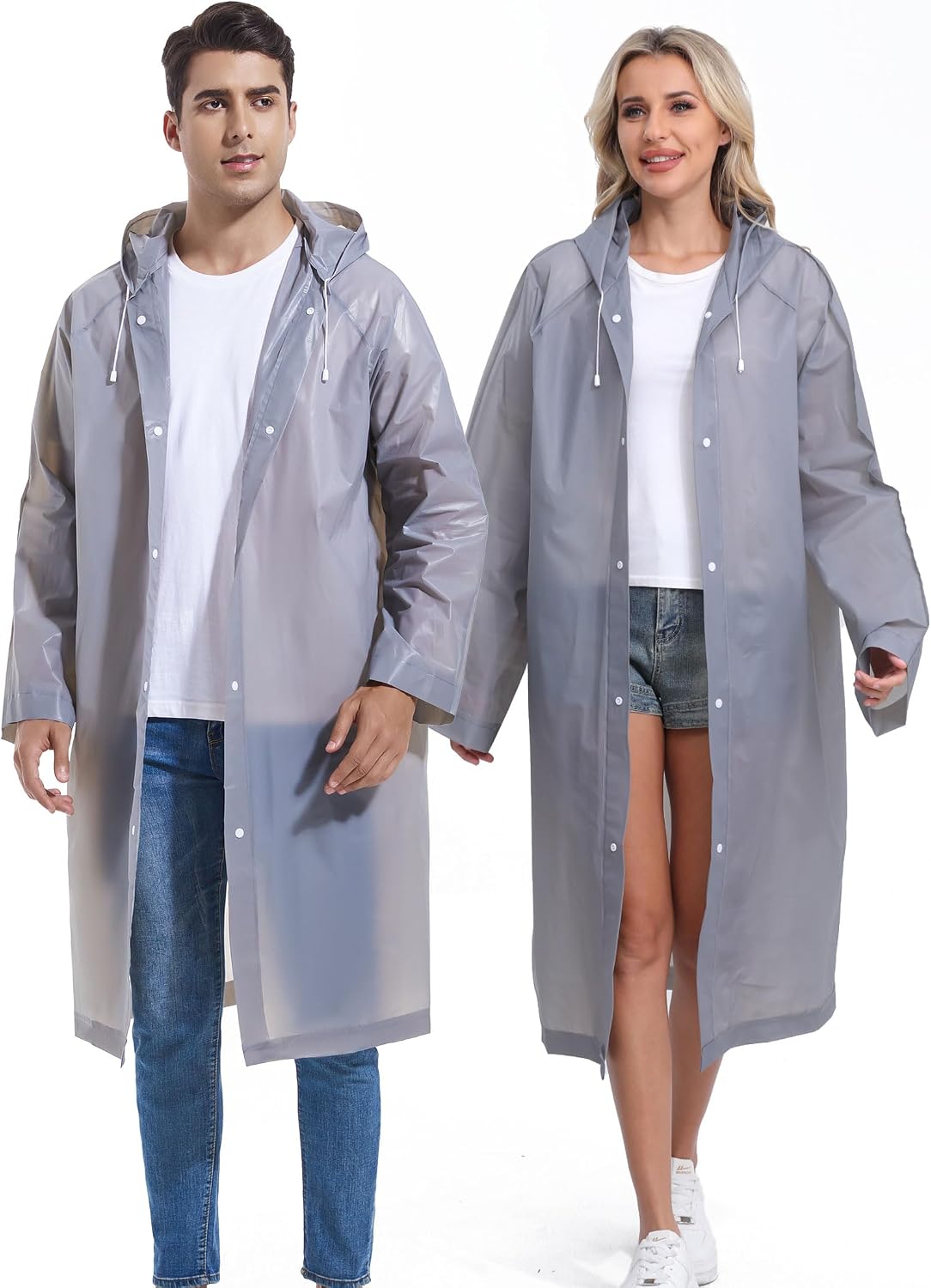 2PCS Rain Ponchos for Adults Reusable Rain Coats for Adults Rain Jackets Raincoats for Men Women
