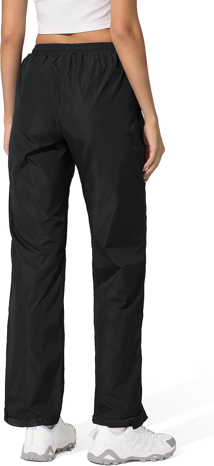 UIQUR Womens Rain Pants Waterproof Lightweight Packable Pants | Half Leg Zip Pant Cuffs for Hiking, Cycling, Running, Fishing ,Golf,Rainy-day work,And Other Outdoor Activities