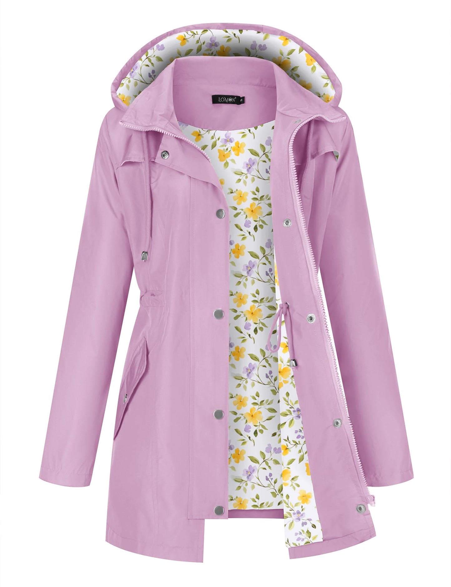 LOMON Women Waterproof Outdoor Hiking Raincoat Women Lined Rain Jacket Lightweight Hooded Jackets Trench Coats