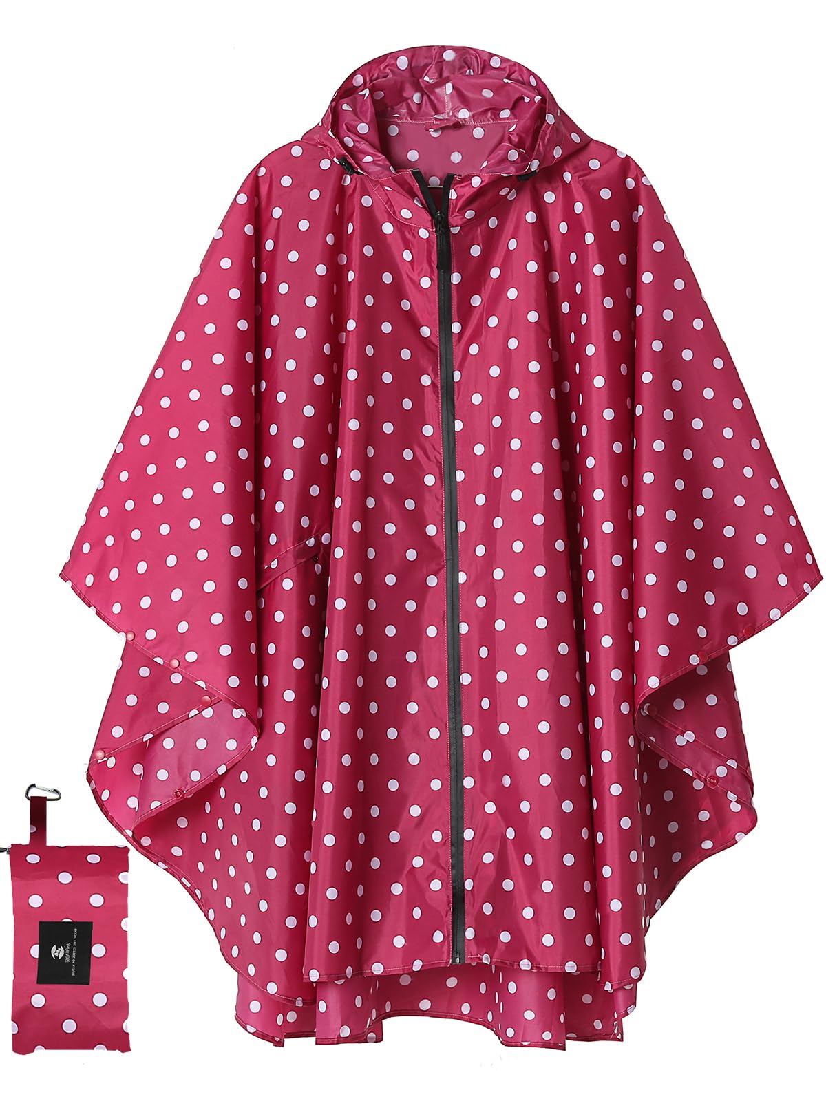 SaphiRose Adult Rain Poncho Waterproof Hooded Zipper Raincoat with Pockets | OEKO-TEX Certified 100% Polyester, Lightweight Packable Storage Pouch, Heat-Sealed Seams, Quick-Dry for Outdoor Hiking