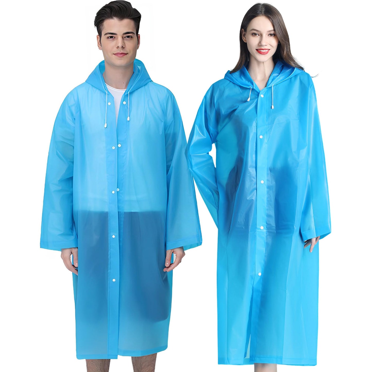 Cosowe Rain Ponchos for Adults Reusable, 2 Pcs Raincoats Emergency for Women Men with Hood and Drawstring