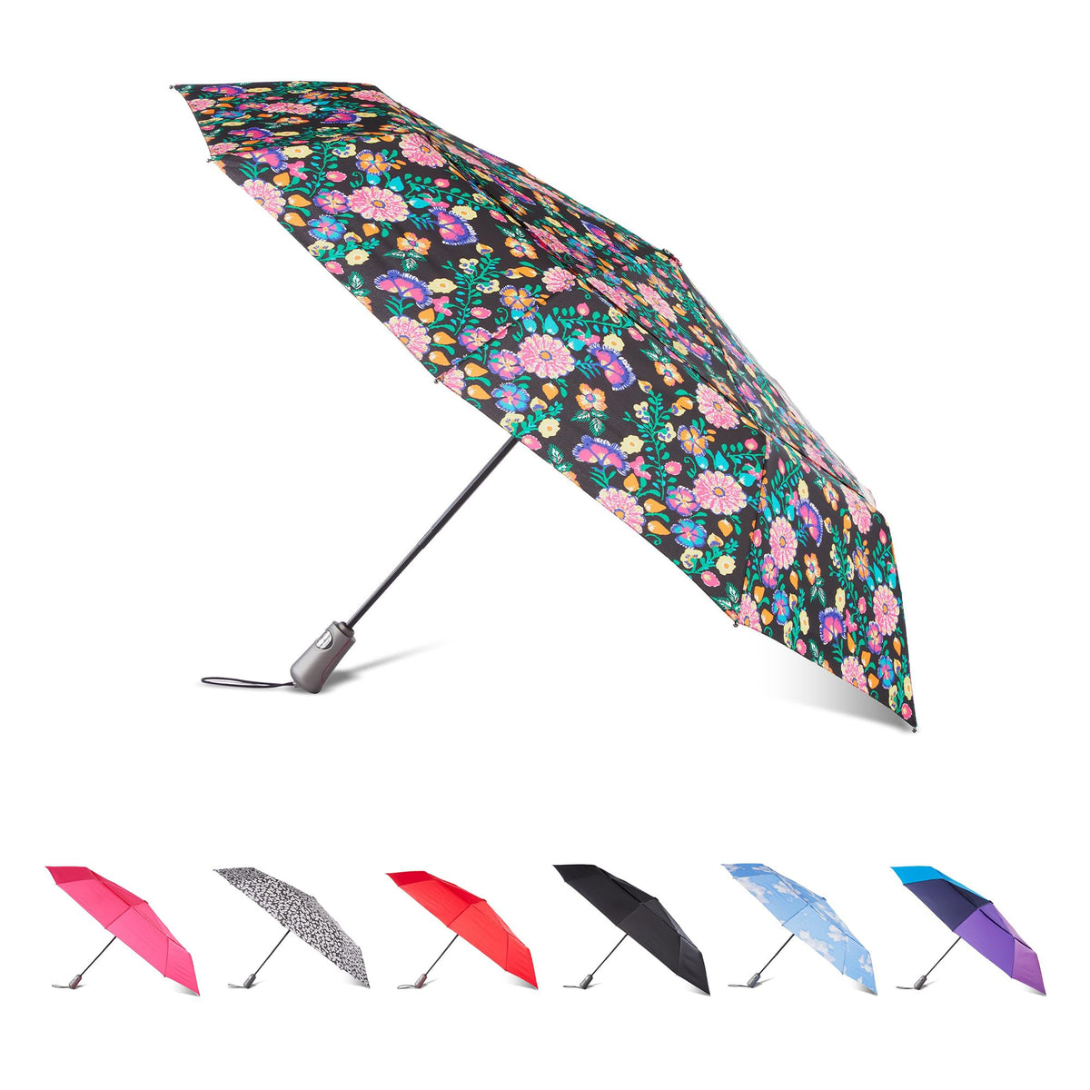 Totes Auto Open/Close Windproof Ultimate Compact Umbrella with UV and Water Repellent Protection