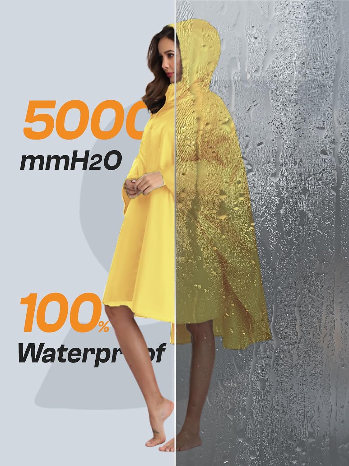 SaphiRose Adult Rain Poncho Waterproof Hooded Zipper Raincoat with Pockets | OEKO-TEX Certified 100% Polyester, Lightweight Packable Storage Pouch, Heat-Sealed Seams, Quick-Dry for Outdoor Hiking