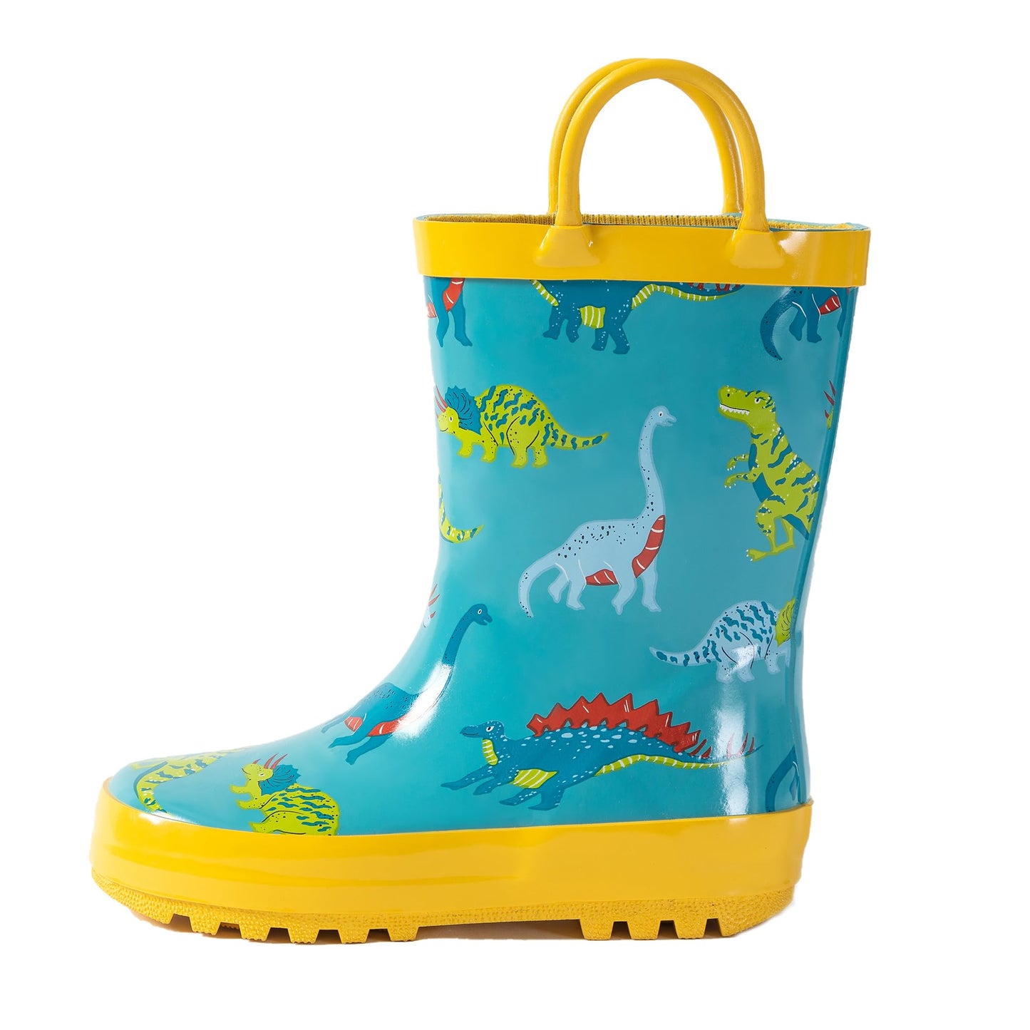 Hbxooxts Kids Rain Boots - Toddler Waterproof Rubber Kids Rain Boots for Girls and Boys with Fun Patterns and Easy-On Handles