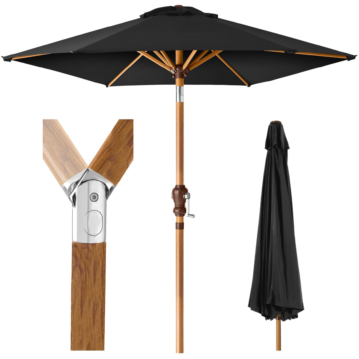 Best Choice Products 10ft Outdoor Patio Umbrella, Outdoor Table Umbrella, Yard Umbrella, Market Umbrella with 6 Sturdy Ribs, Push Button, Tilt and Crank - Sand