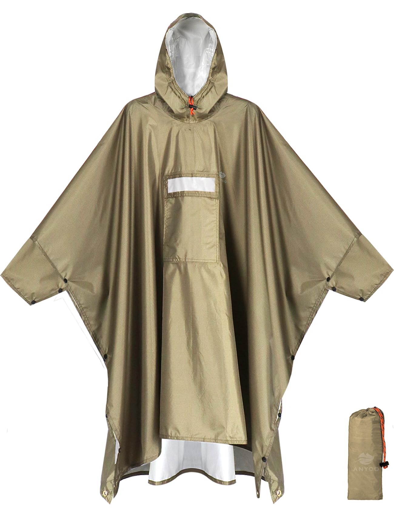 ANYOO Hooded Rain Poncho for Adult Waterproof Lightweight Raincoat | Reusable Rain Jacket for Men Women Portable Pouch & Packable Design,Emergency Travel Rain Ponchos for Outdoor Hiking Camping
