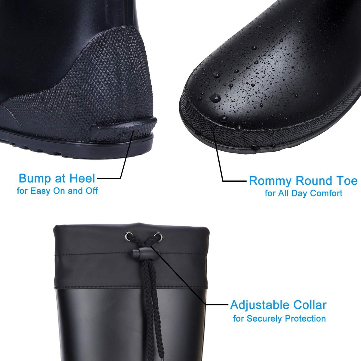 Asgard Women's Packable Lightweight Tall Rain Boots