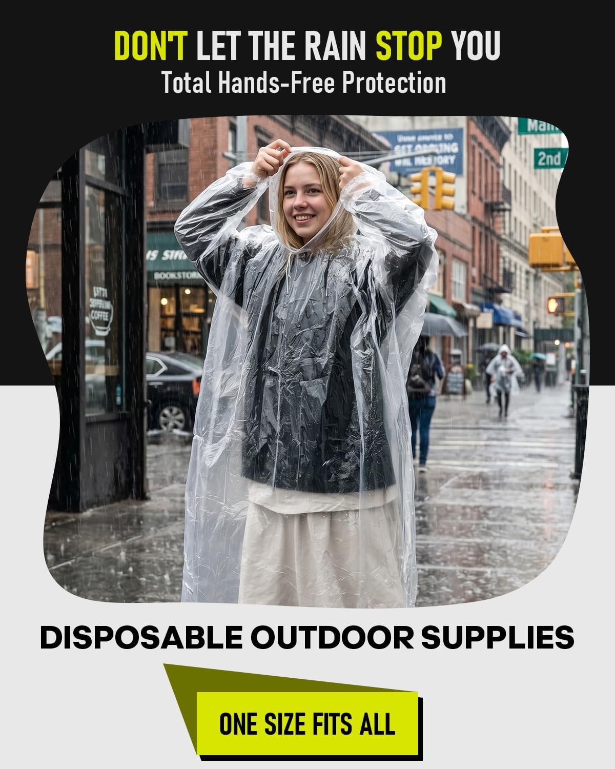 Disposable Rain Ponchos for Adults, 9 Pack Emergency Ponchos | Waterproof, Lightweight, Clear Raincoats with Drawstring Hood & Elastic Cuffs, Individually Packed for Travel Camping Hiking