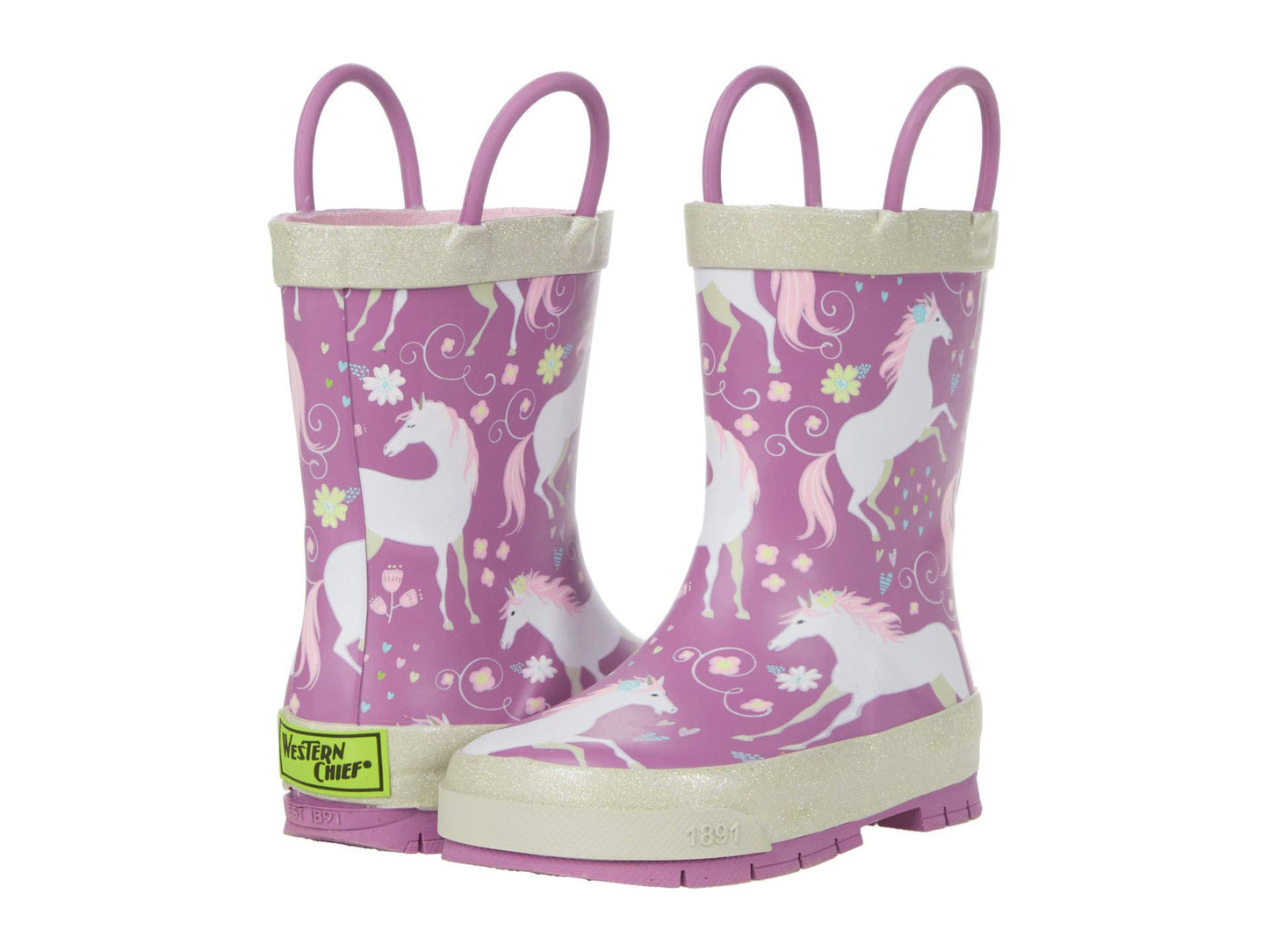 Western Chief Boys Waterproof Printed Rain Boot with Easy Pull On Handles