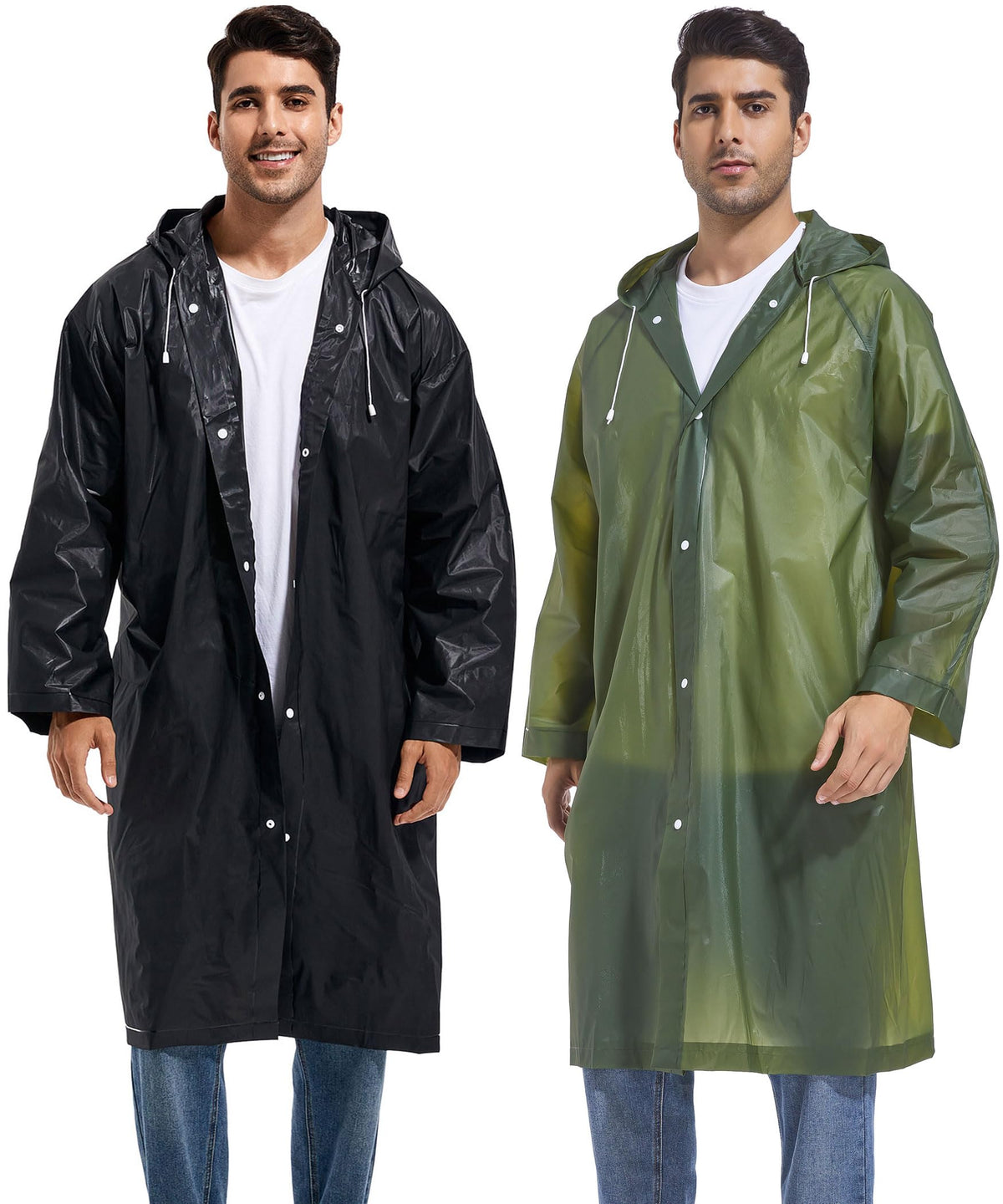 Rain Ponchos for Adults Reusable Raincoats Survival Heavy Duty Military Impermeable 2 Packs Rain Coat…