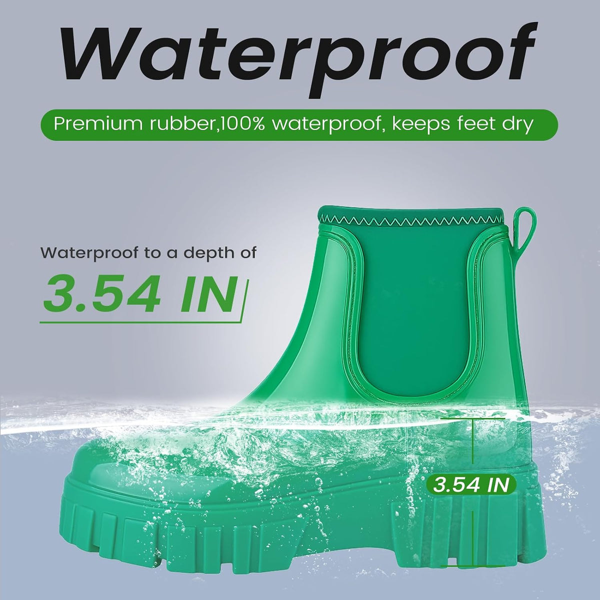 Womens Rain Boots Ankle Waterproof Garden Shoes Fashion Wellington Rubber Rainboots Slip-Resistant Work Shoes for Outdoor Work Music Festival Picnic