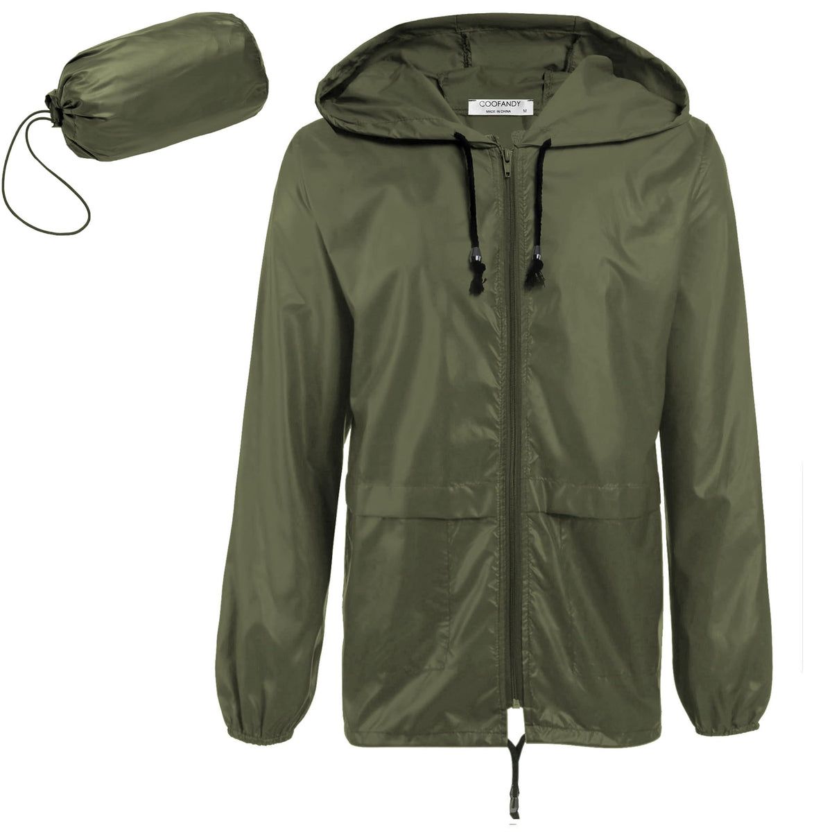 COOFANDY Mens Packable Rain Jacket Lightweight Waterproof Raincoat with Hood Outdoor Rain Gear Travel Hiking Cycling
