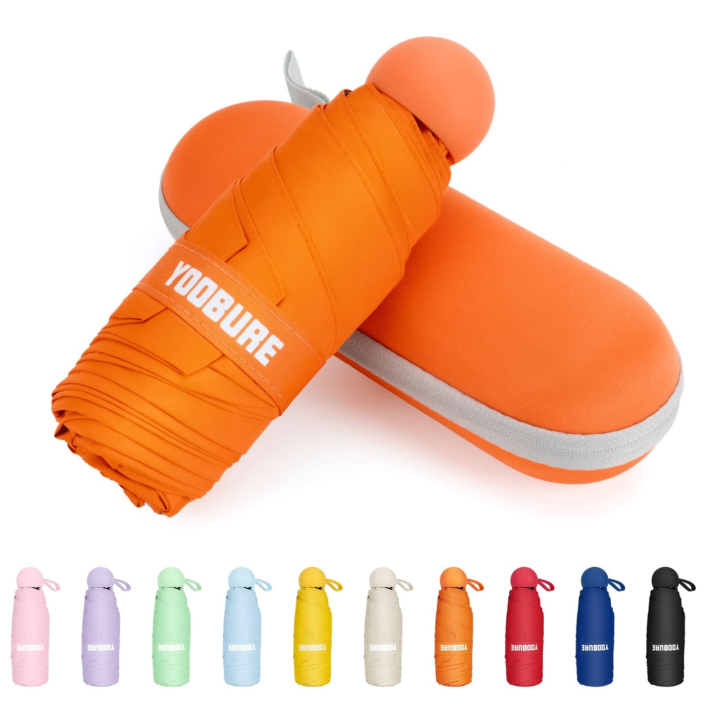 Yoobure Travel Umbrella Portable Compact Umbrellas, Pocket Mini for Purse, Umbrellas for UV Sun & Rain Small for Backpack, Umbrella with Case Folding for Kids Women