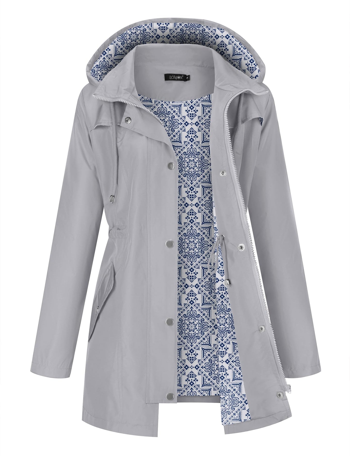 LOMON Women Waterproof Outdoor Hiking Raincoat Women Lined Rain Jacket Lightweight Hooded Jackets Trench Coats