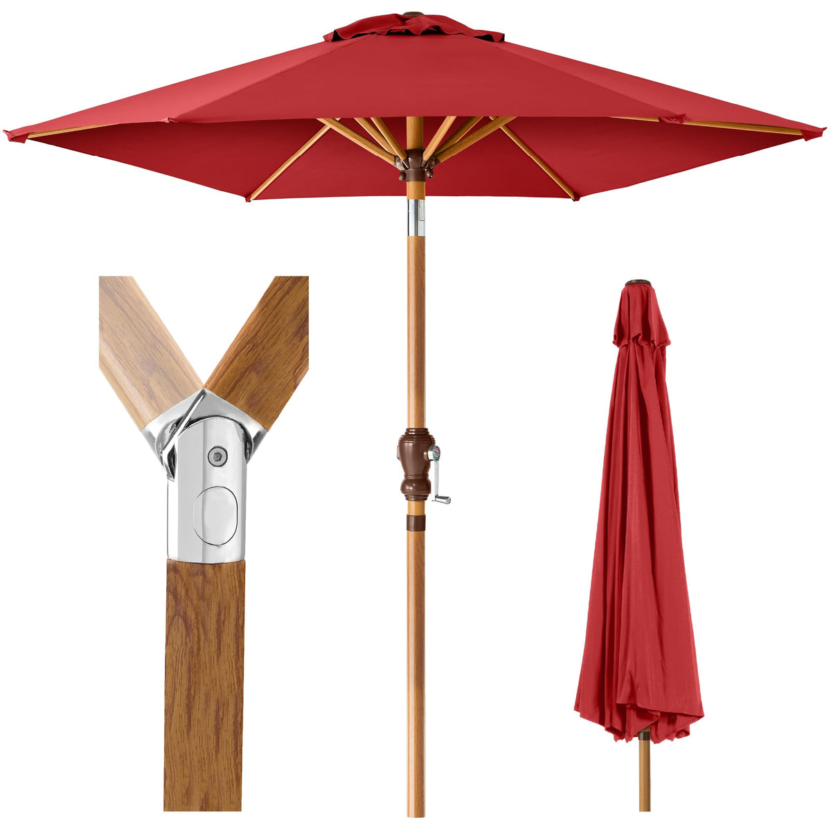 Best Choice Products 10ft Outdoor Patio Umbrella, Outdoor Table Umbrella, Yard Umbrella, Market Umbrella with 6 Sturdy Ribs, Push Button, Tilt and Crank - Sand