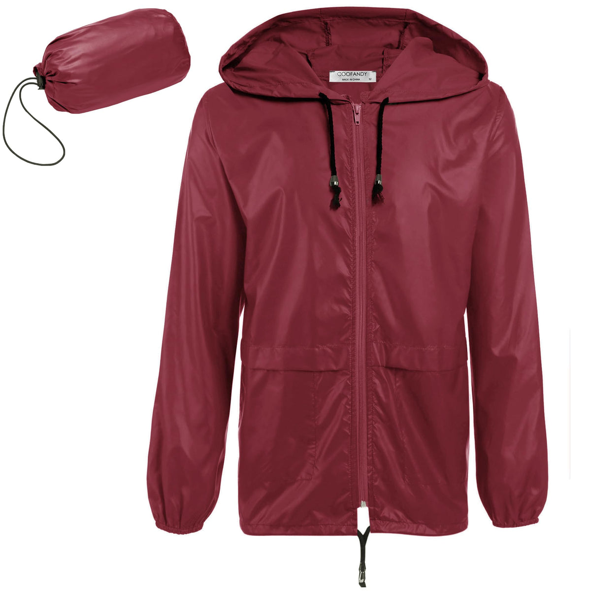 COOFANDY Mens Packable Rain Jacket Lightweight Waterproof Raincoat with Hood Outdoor Rain Gear Travel Hiking Cycling