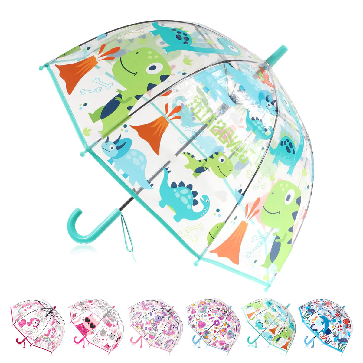 Kids Clear Bubble Umbrella for Rain, Easy Grip, Girls Boys | 39 In Transparent Dome, Windproof, Pinch-Proof Closure, Rounded Tips, Lightweight, School, Travel, Toddler, Rain Gear