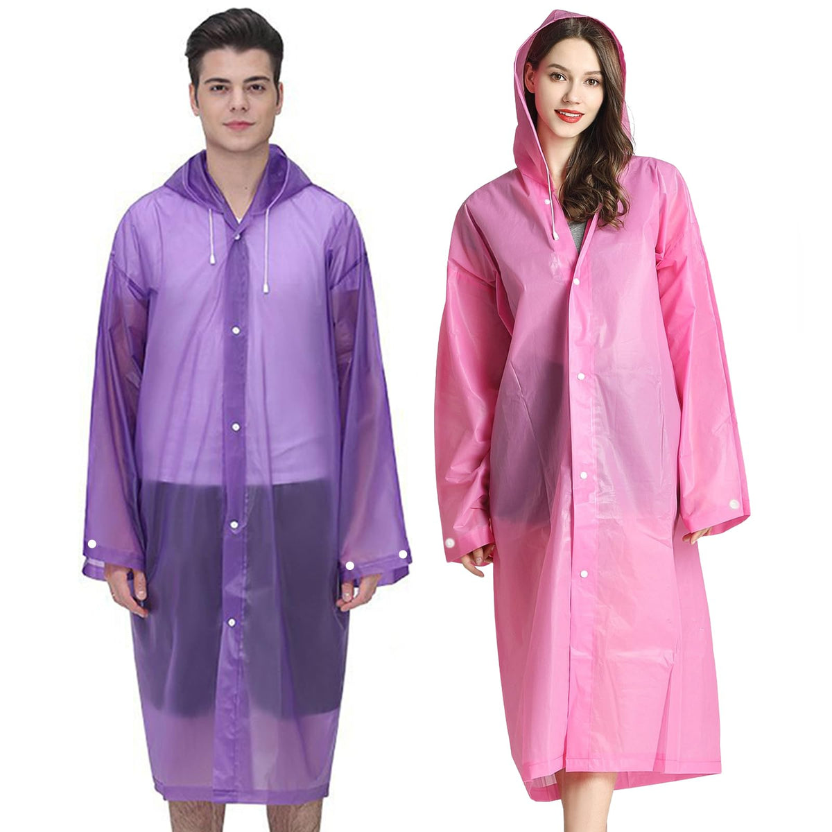 Rain Ponchos Raincoats for Adults Women Men, Reusable 2 Pack Rain Jacket Coats with Hood for Family Disney Camping Hiking