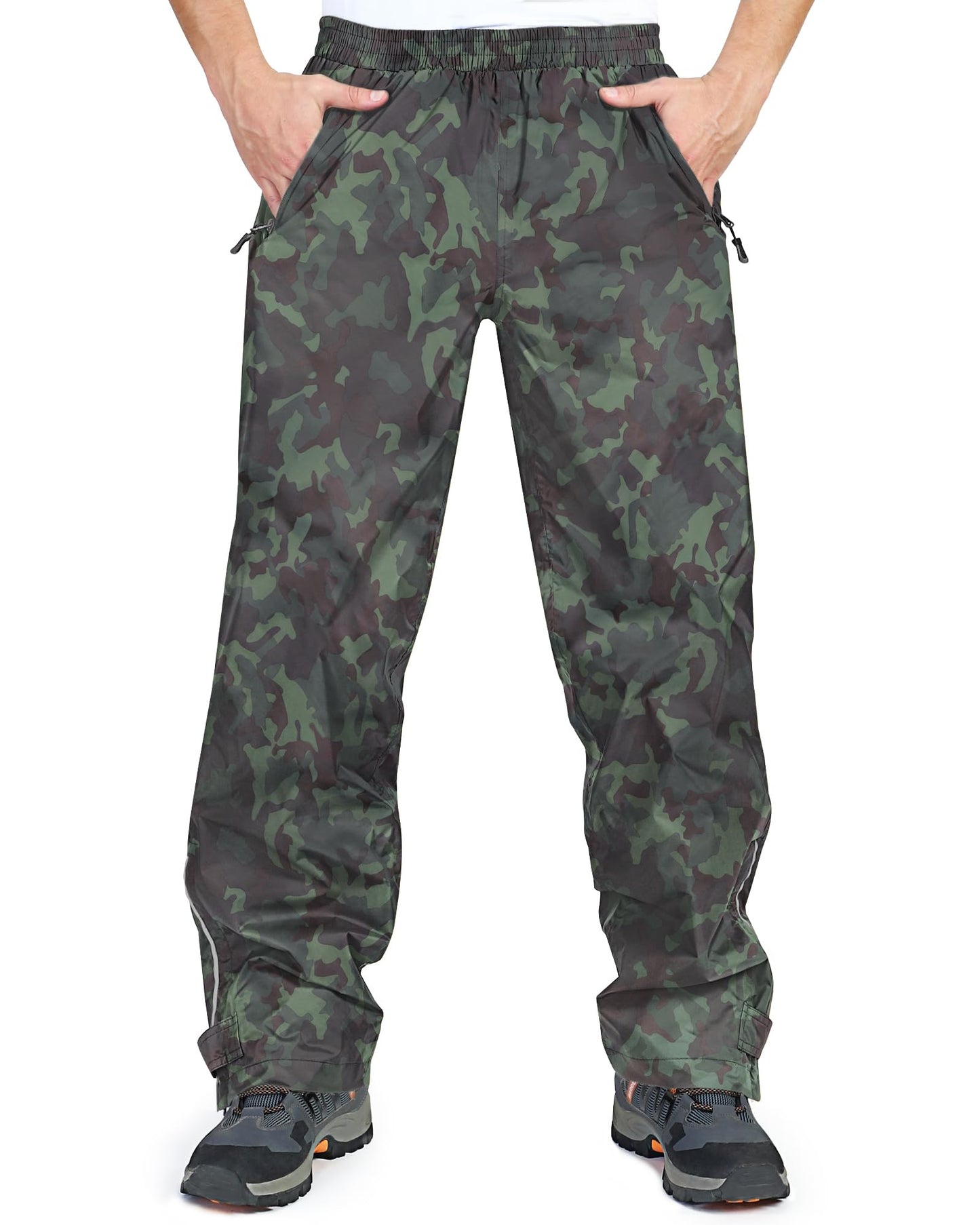 33,000ft Men's Rain Pants, Waterproof Rain Over Pants, Windproof Outdoor Pants for Hiking, Fishing
