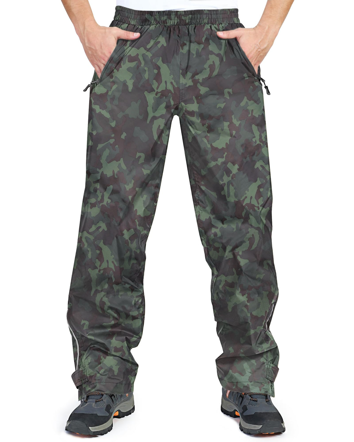 33,000ft Men's Rain Pants, Waterproof Rain Over Pants, Windproof Outdoor Pants for Hiking, Fishing