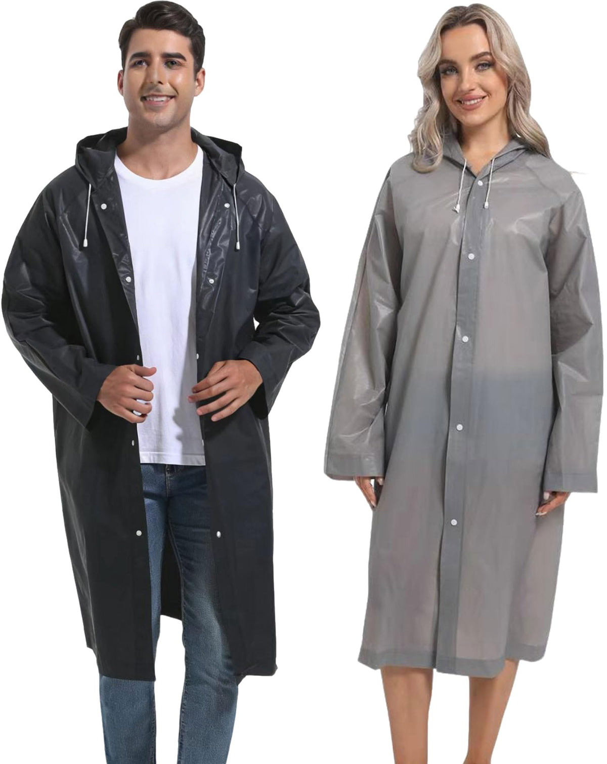 2PCS Rain Ponchos for Adults Reusable Rain Coats for Adults Rain Jackets Raincoats for Men Women