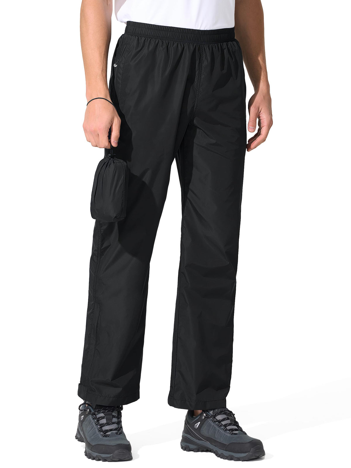 UIQUR Mens Rain Pants Waterproof Hiking Pants | Lightweight Packable Half Leg Zip Pant Cuffs for Hiking, Cycling, Running, Fishing ,Golf,Rainy-day work
