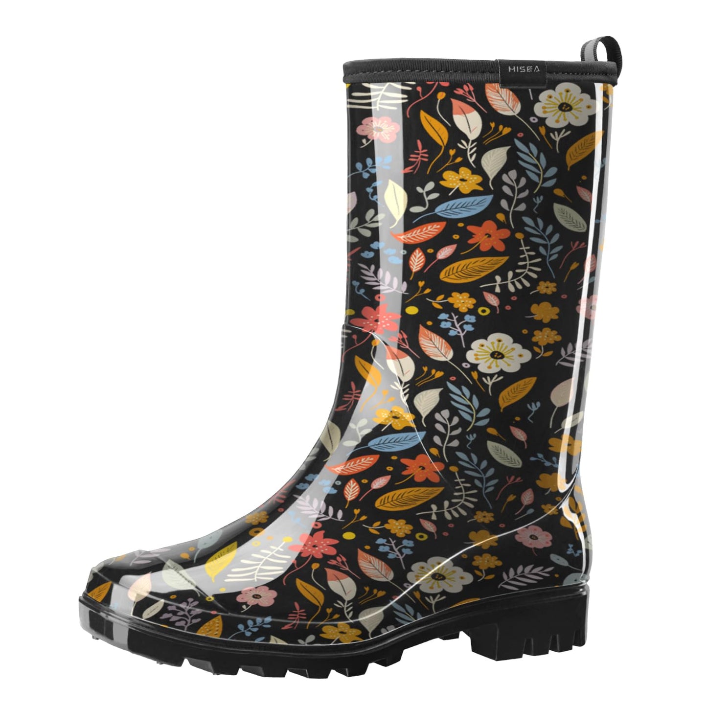HISEA Women's Rain Boots Waterproof Mid Calf Garden Farm Rubber Boots | Wide Calf Slip-Resistant Rubber Ladies' Boots Lightweight for Garden, Farm, Outdoor Work & Rainy Days