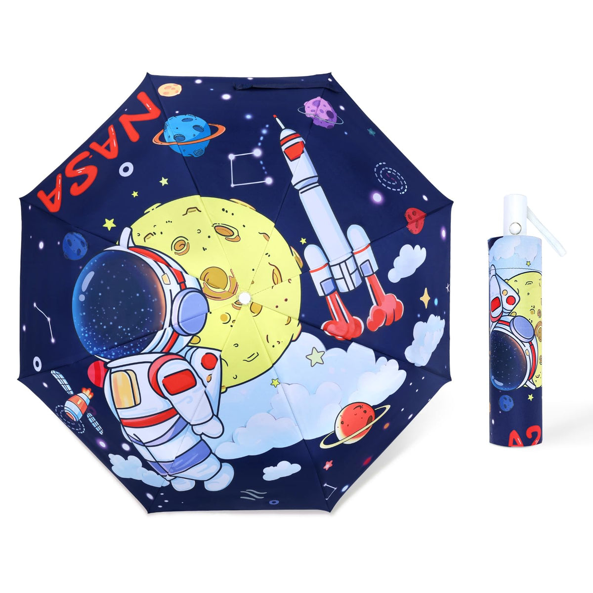 Kids Folding Umbrella Toddler Umbrella with UV Protection Portable Auto Open/Close Anti-rebound Safe Design Windproof, Compact, Lightweight Cute Umbrella for Girls & Boy
