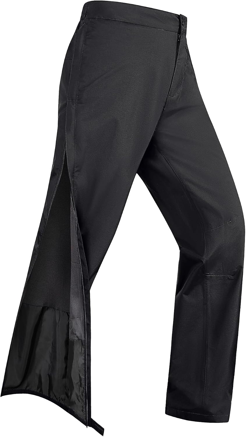 33,000ft Women's Side Zipper Rain Pants Lightweight Rain Over Pants | Waterproof Breathable Windproof Outdoor Pants for Hiking, Fishing, Golf, Reflective Strip, Hook & Loop, Storage Pouch