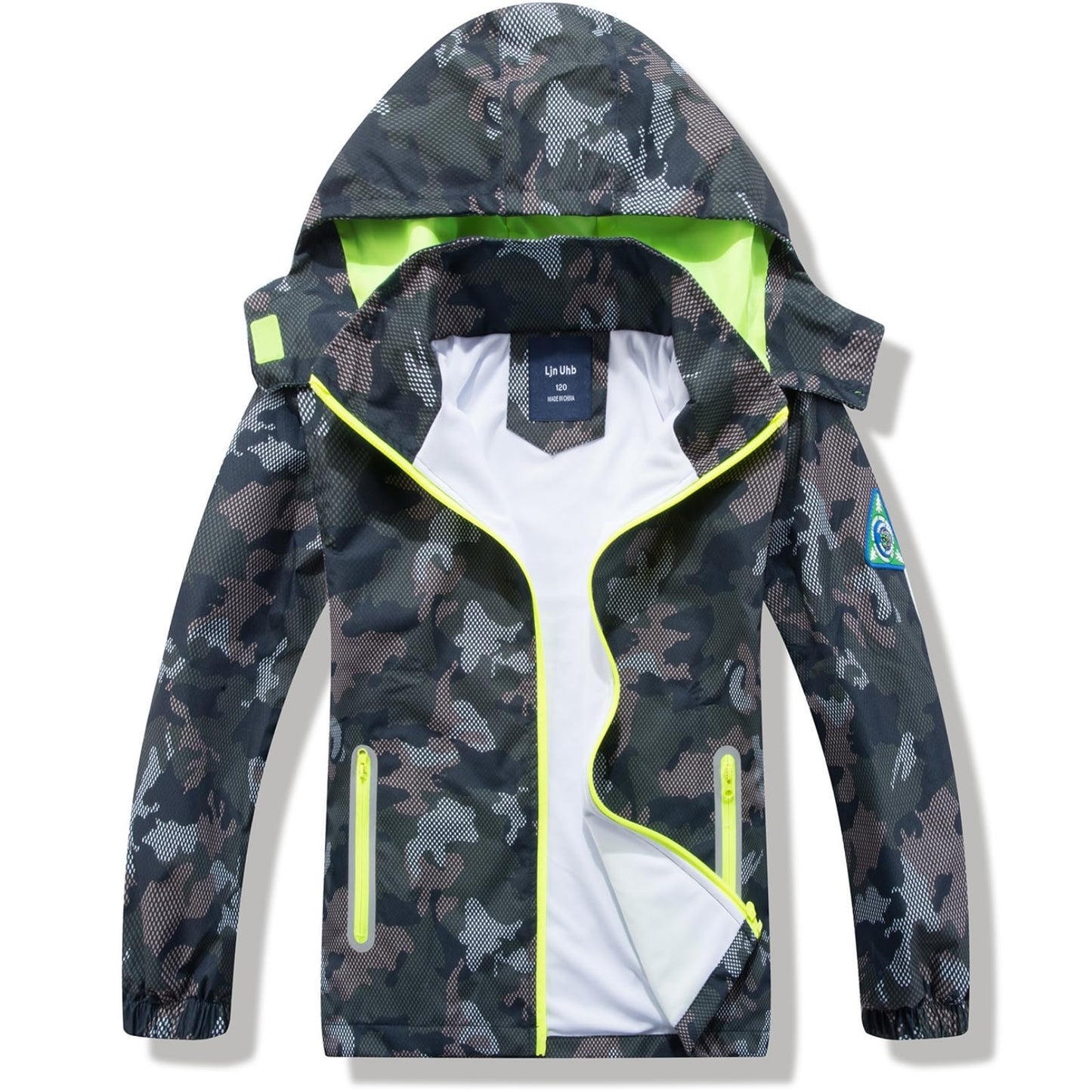 Boys Rain Jacket with Detachable Hood Lightweight Raincoats for Kids