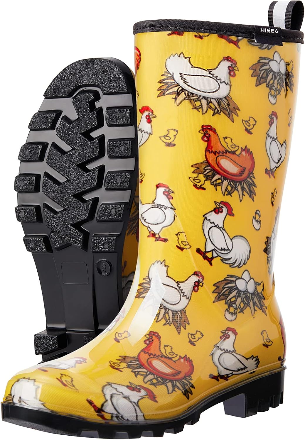 HISEA Women's Rain Boots Waterproof Mid Calf Garden Farm Rubber Boots | Wide Calf Slip-Resistant Rubber Ladies' Boots Lightweight for Garden, Farm, Outdoor Work & Rainy Days