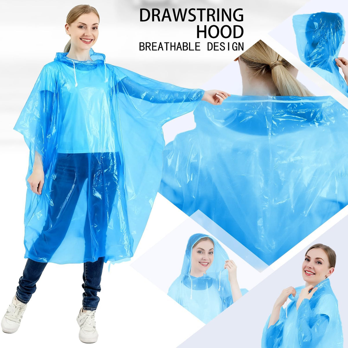Disposable Rain Ponchos for Kids & Adults 6/10 Pack Extra Thick | Family Pack, Kids 6 Pack, Adults 6 & 10 Pack, Lightweight & Waterproof Emergency Ponchos for Travel & Theme Parks