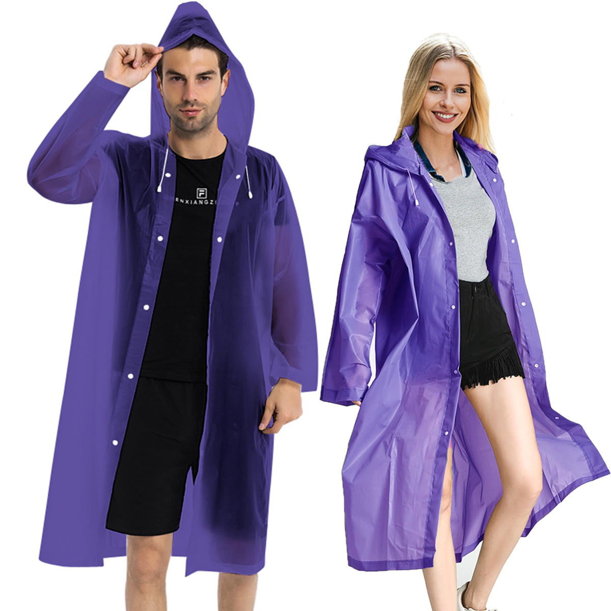 COOY Rain Ponchos for Adults, （2 Pack） EVA Rain Jacket Women Men Rain Coat