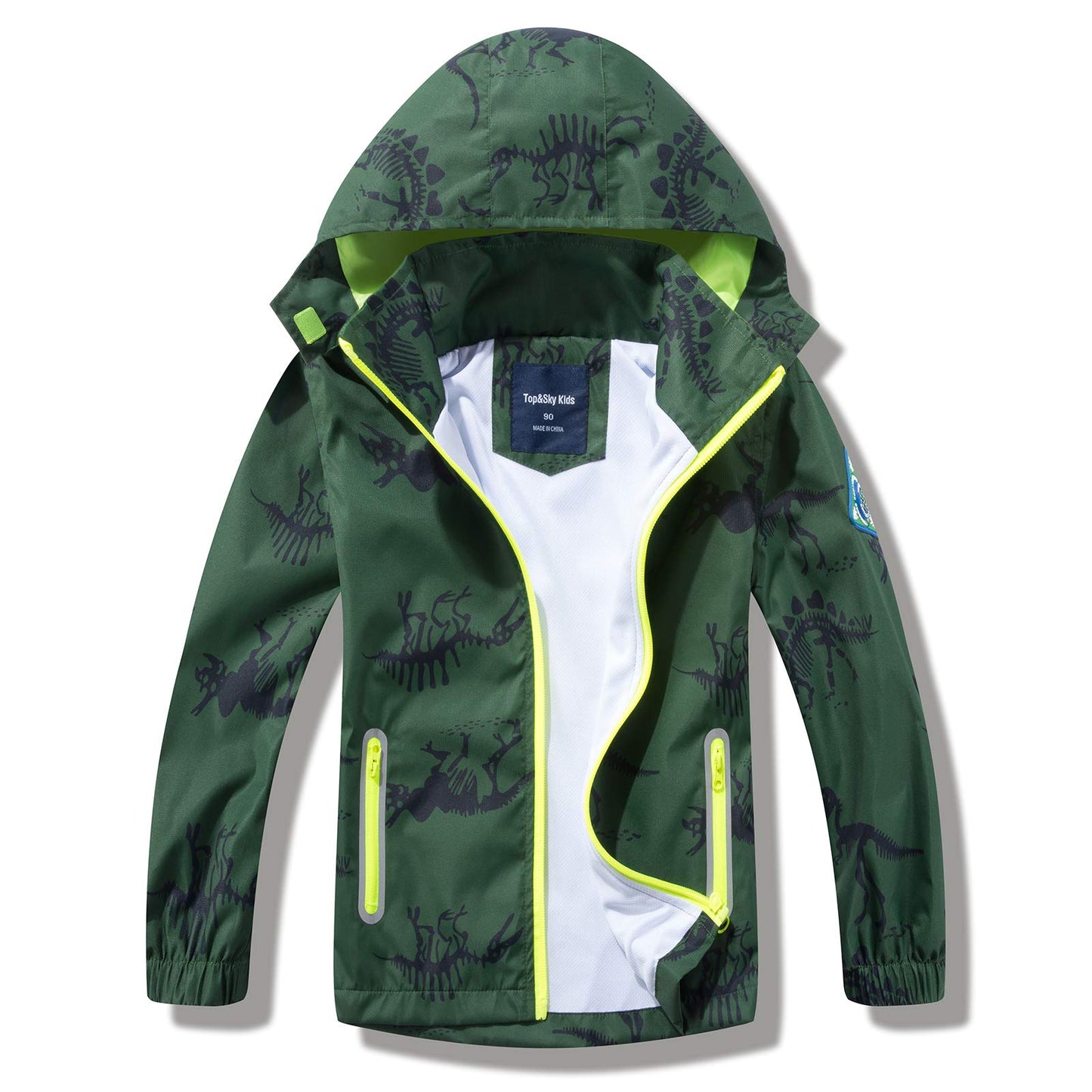 Boys Rain Jacket with Detachable Hood Lightweight Raincoats for Kids