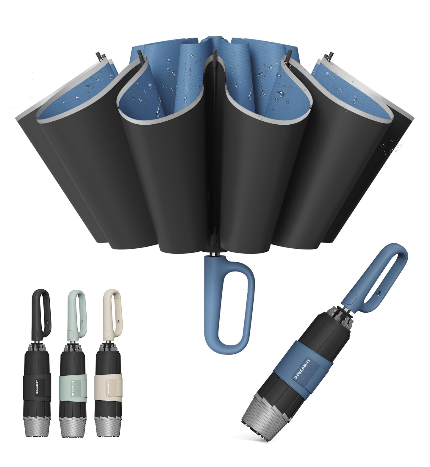 QWB Inverted Umbrella With Auto Open Close Windproof Compact Travel