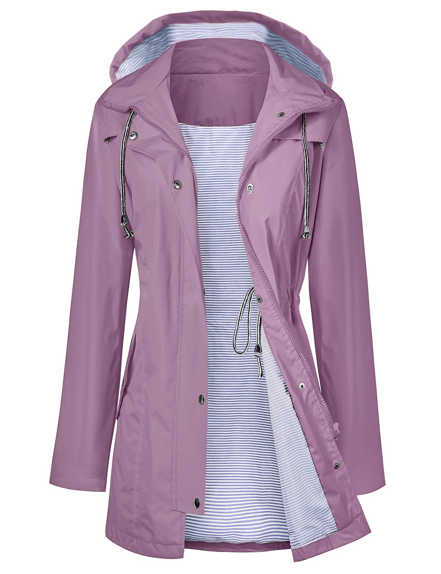 LOMON Raincoat Women Waterproof Long Hooded Trench Coats Lined Windbreaker Travel Jacket S-XXL