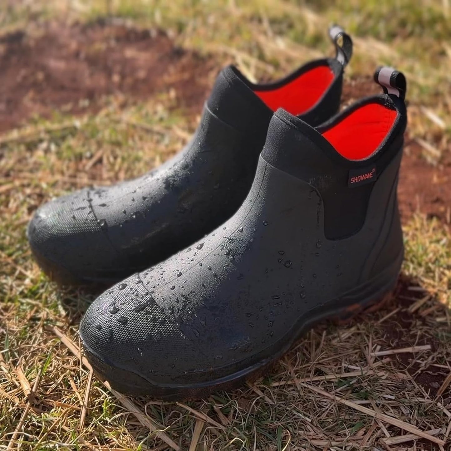 Waterproof Slip-on Rain Boots Men Lightweight Mud Rubber Booties | Ultra-light Ankle Rain Booties Insulated Garden Mud Fishing Boots For Farm Yard Outdoor