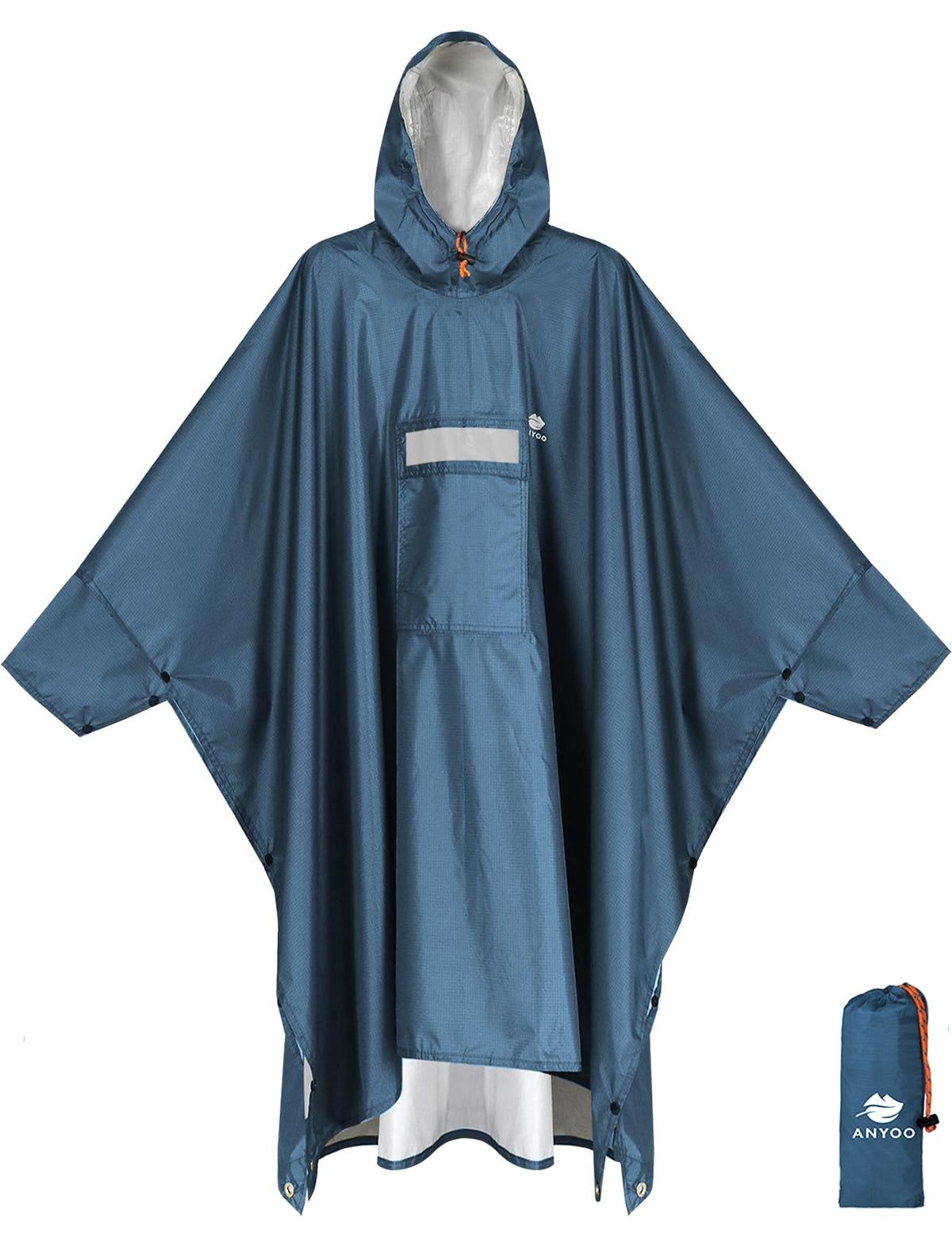 ANYOO Hooded Rain Poncho for Adult Waterproof Lightweight Raincoat | Reusable Rain Jacket for Men Women Portable Pouch & Packable Design,Emergency Travel Rain Ponchos for Outdoor Hiking Camping