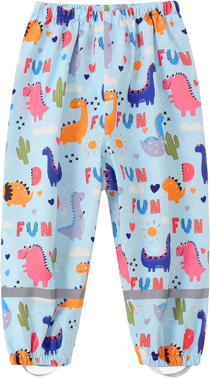 Fewlby Kids Rain Pants Toddler Waterproof Trousers Lightweight for Boys Girls