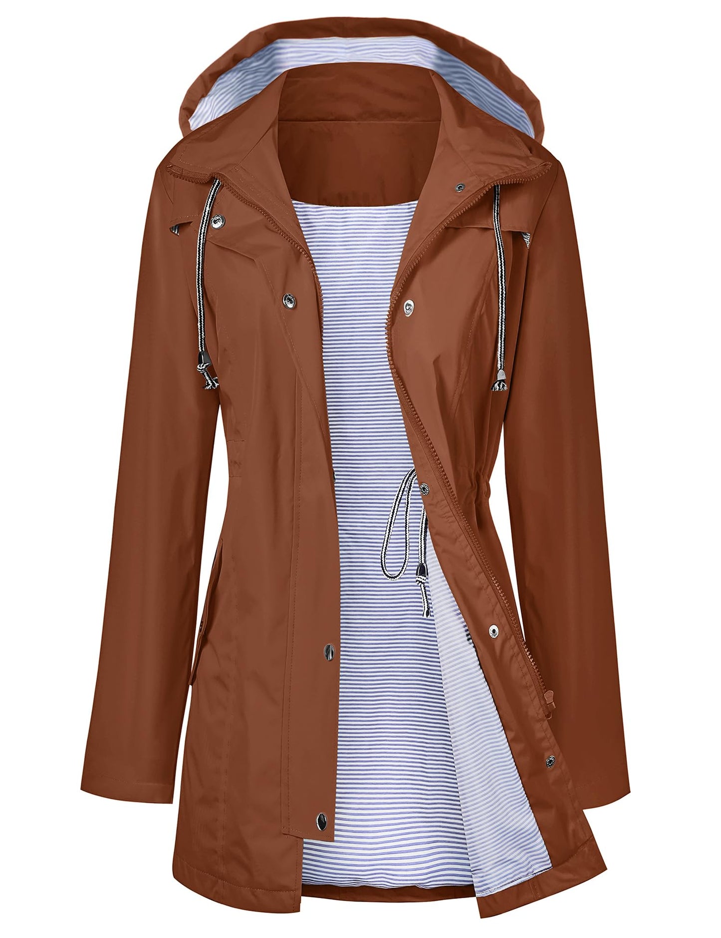 LOMON Raincoat Women Waterproof Long Hooded Trench Coats Lined Windbreaker Travel Jacket S-XXL