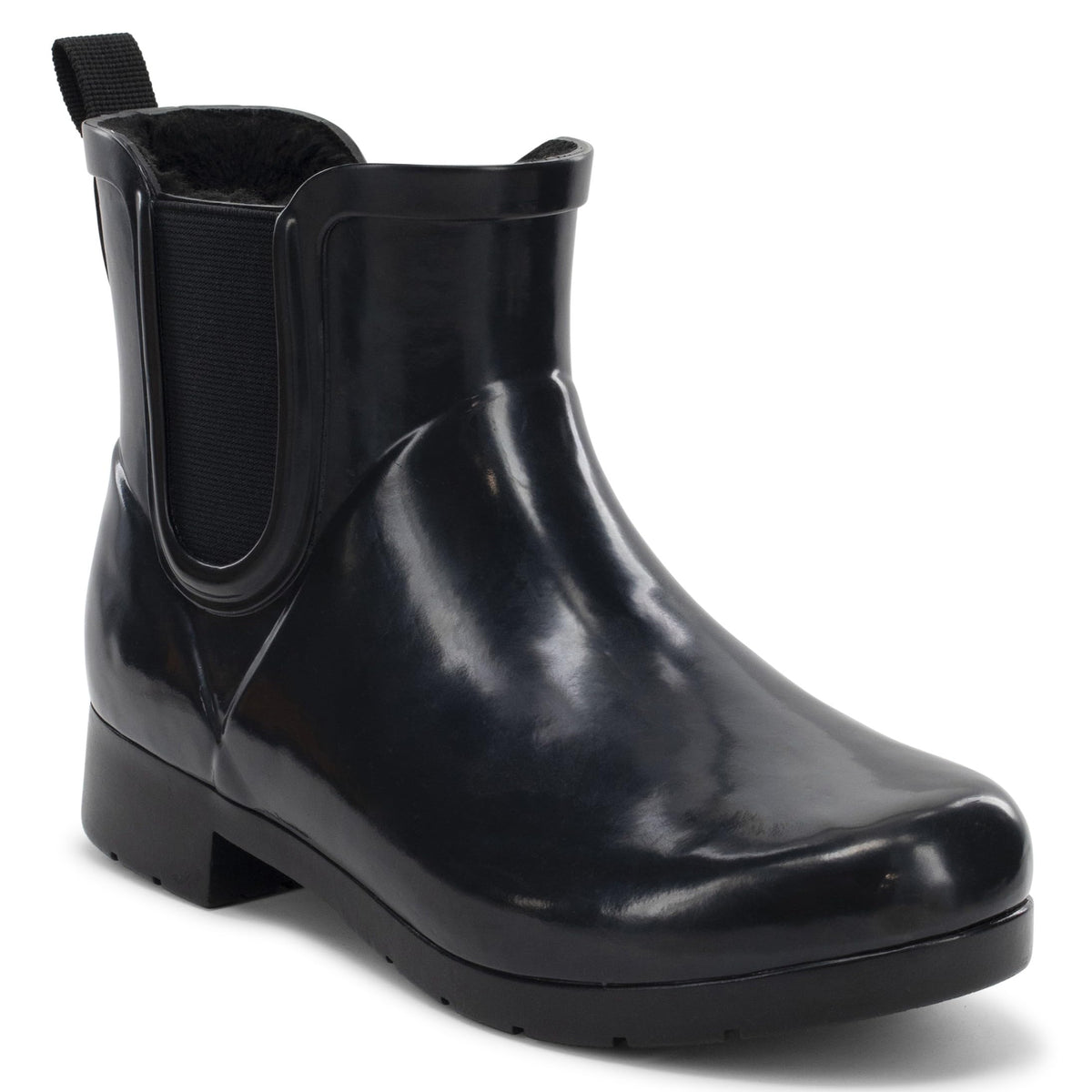 Chooka Women's Delridge Waterproof Faux Fur Chelsea Rain Boot Slip On | Ladies pull-on street style shoes with plush lining, built for puddles, styled for the city