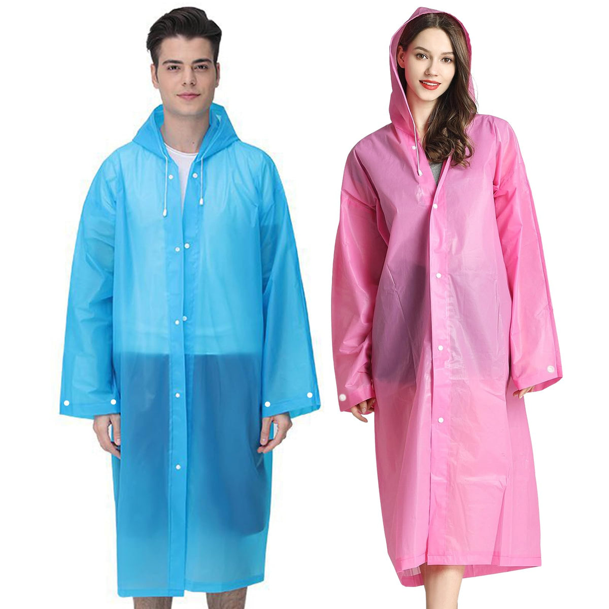 Rain Ponchos Raincoats for Adults Women Men, Reusable 2 Pack Rain Jacket Coats with Hood for Family Disney Camping Hiking